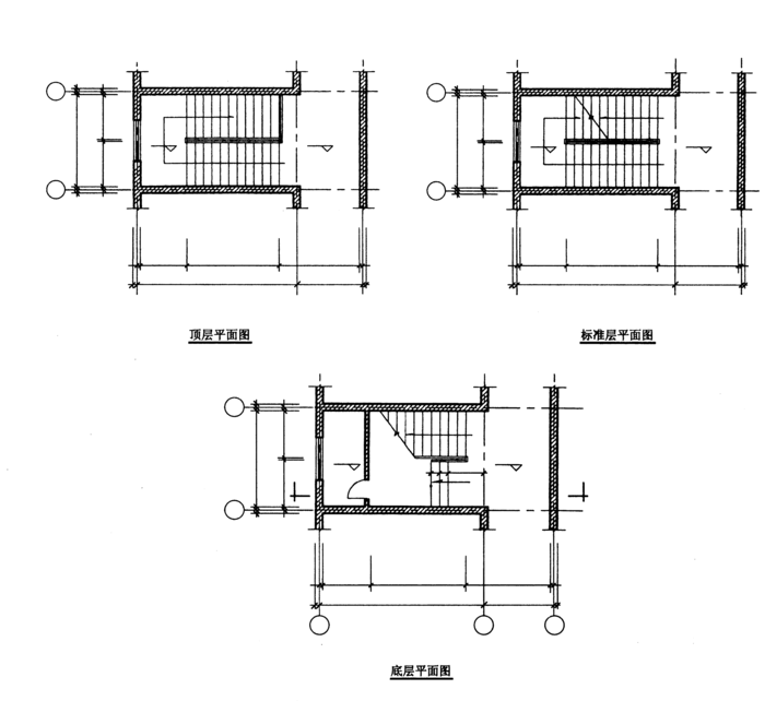  图13-18 楼梯各层平面图示